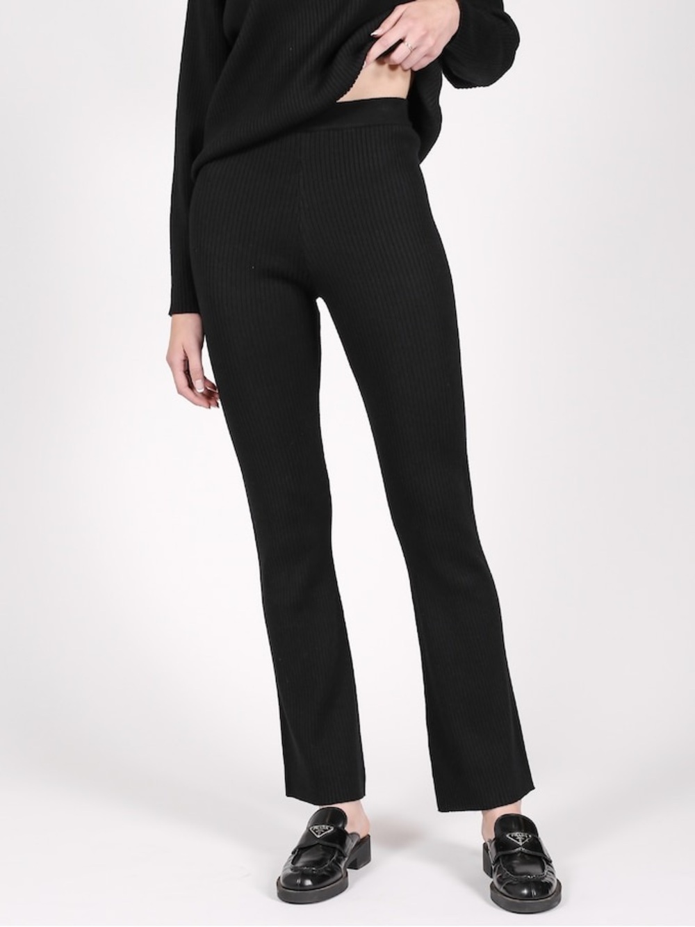 Brunette The Label - Black Ribbed Flare Pants, Size XS/S, Great Shape! Comfy
